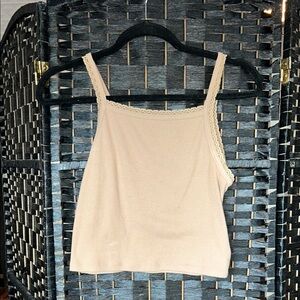 American Eagle Outfitters Beige Lace Tank Top
